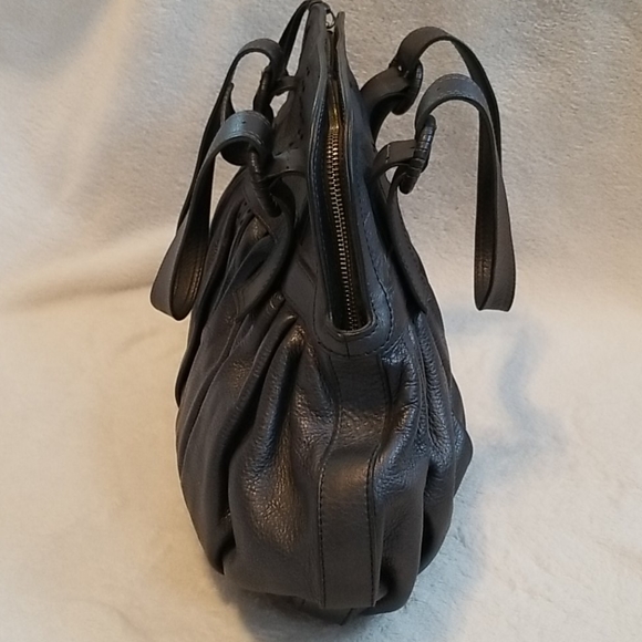 Cole Haan Pleated Leather Satchel Hobo Bag Purse - Picture 7 of 10